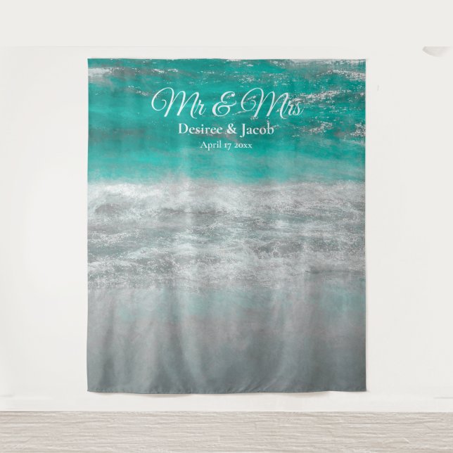 Tenture Plage Mariage Turquoise Tropical Ocean Photo Booth (Devant)