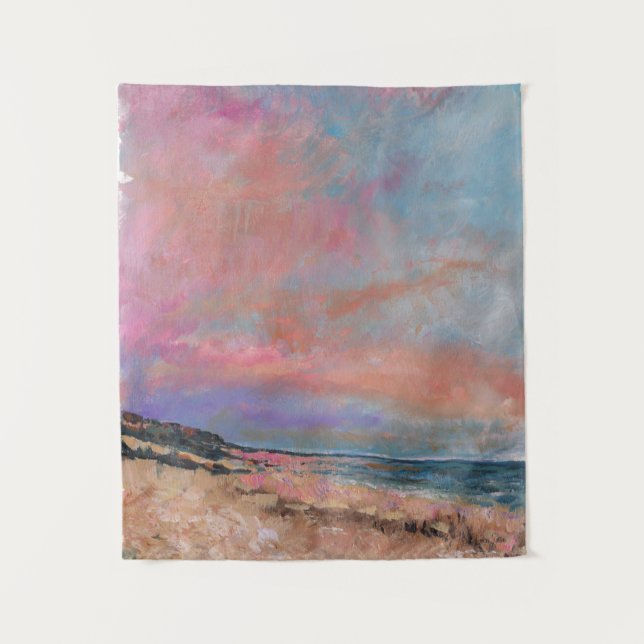 Tenture Plage Sunset Bliss Pink Shoreline Peinture (Devant)
