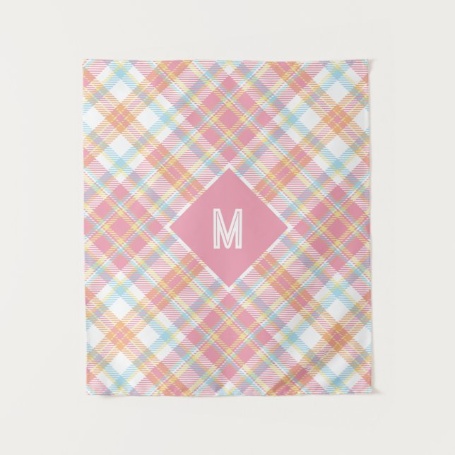 Tenture Plaid Monogramme personnalisé / Motif Tartan (Devant)