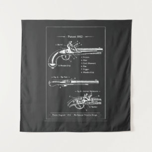 Tenture Plan de brevet de pistolet vintage