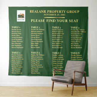 Tenture Plan de Sièges Corporate Or Vert Forêt Logo