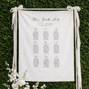 Tenture Plan de table de mariage Noir et Blanc 9 tables