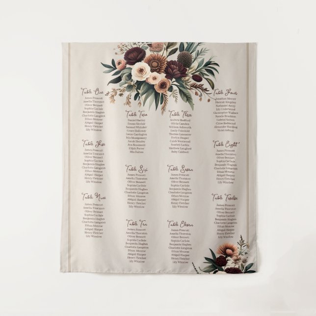 Tenture Plan de table floral Boho (Devant)