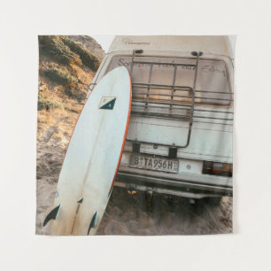 Tenture Planche de surf blanche et noire