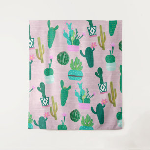 Tenture Plantes de cactus cactées rustiques sud-ouest rose