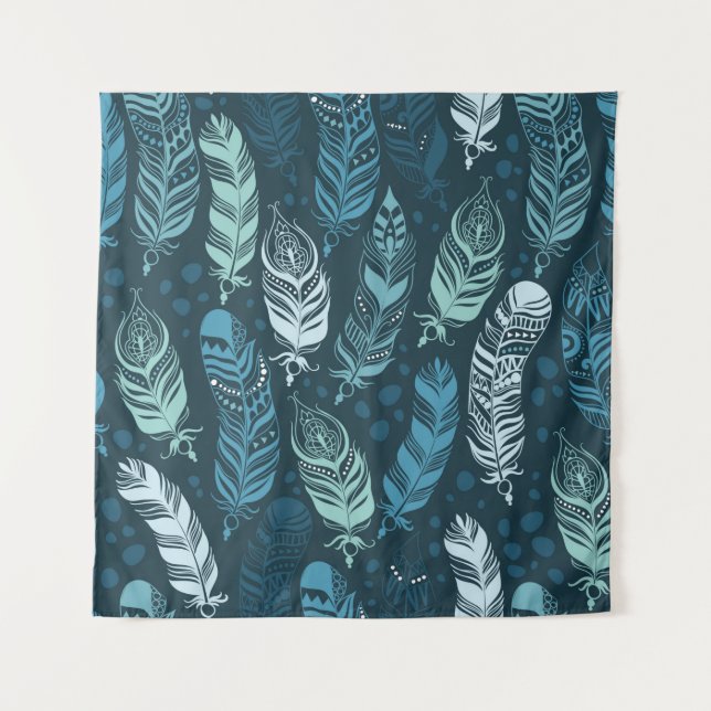 Tenture Plumes ethniques motif transparent (Devant)