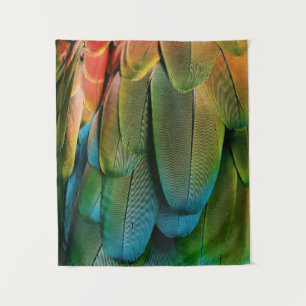Tenture Plumes vertes et bleues