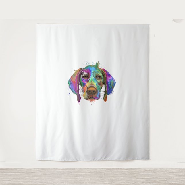 Tenture Pointeur Allemand Brun Chien Visage Coloré Pop A (Devant)