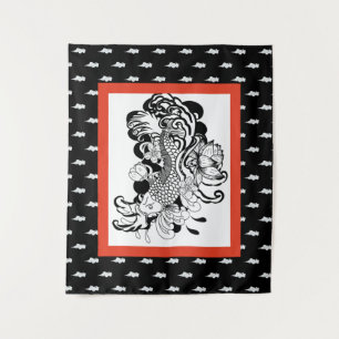 TENTURE POISSON JAPONAIS AVEC MOTIF NUAGE