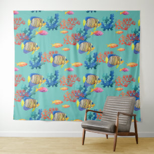 Tenture Poissons et coraux tropicaux
