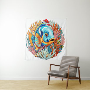 Tenture Poissons Tropicaux Couleurs Vives Ambiance Été