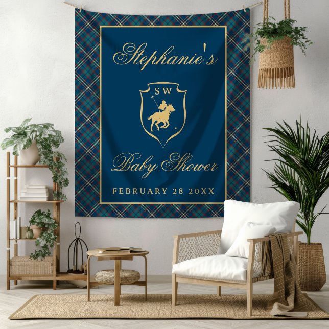 Tenture Polo Equestrian Classic Plaid Baby Shower Backdrop (Créateur téléchargé)