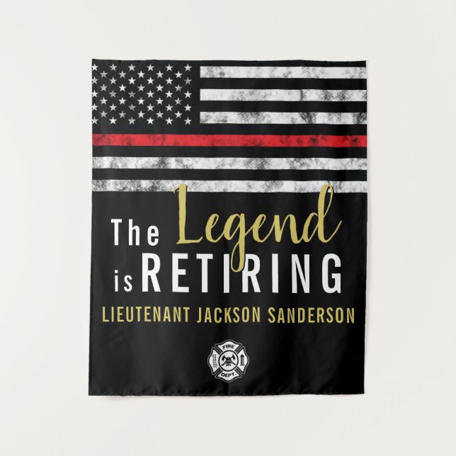 Tenture Pompier Parti de retraite pompier Mince ligne roug (Devant)