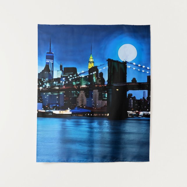 Tenture Pont Brooklyn sous une Pleine lune (Devant)