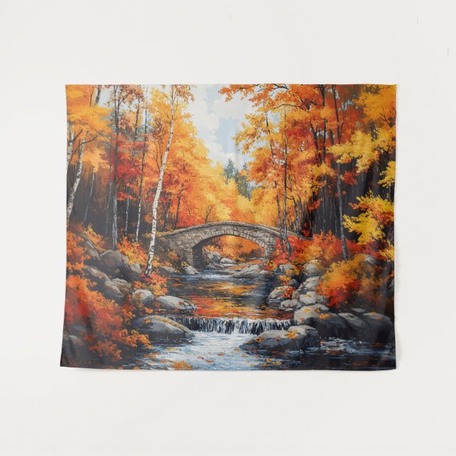 Tenture Pont forestier d'automne (Devant (Horizontal))