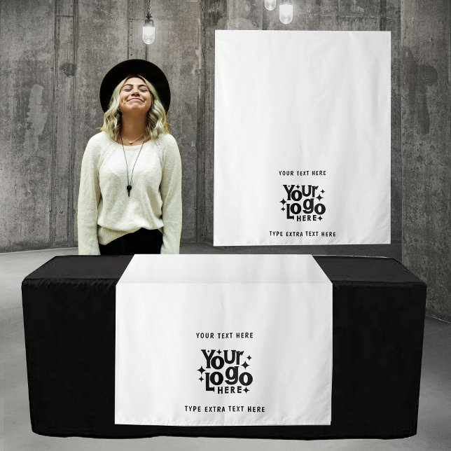 Tenture Pop Up Shop Table Runner Banner Business Text Logo (Pop Up Shop Table Runner Banner Business Text Logo Tapestry)