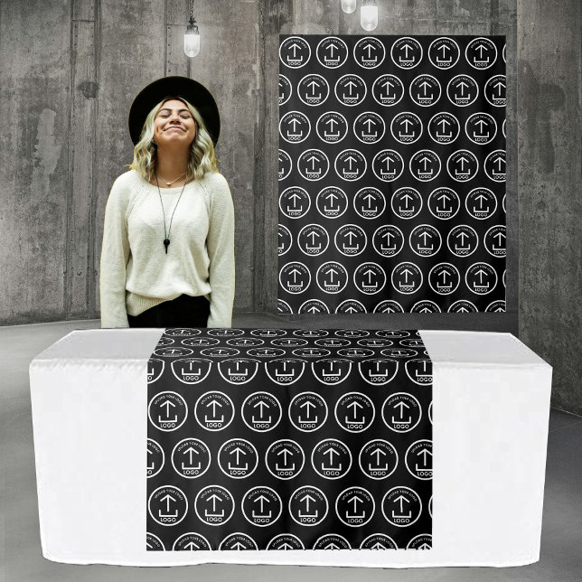 Tenture Pop Up Shop Table Runner Banner Logo Motif noir (Pop Up Shop Table Runner Banner Logo Black Pattern Tapestry)
