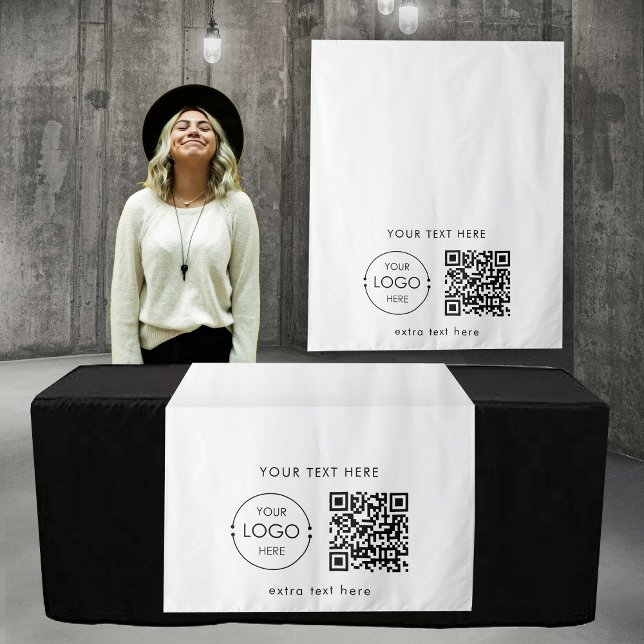 Tenture Pop Up Shop Table Runner Banner Logo QR Code (Pop Up Shop Table Runner Banner Logo QR Code Tapestry)