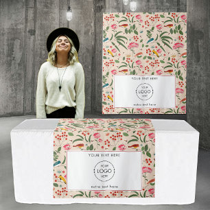 Tenture Pop Up Shop Table Runner Bannière Logo Oiseaux flo