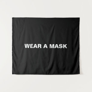 Tenture Portez un masque, panneau mural noir blanc minimal