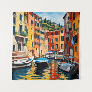 Tenture Portofino Italie Bateaux colorés d'art moderne