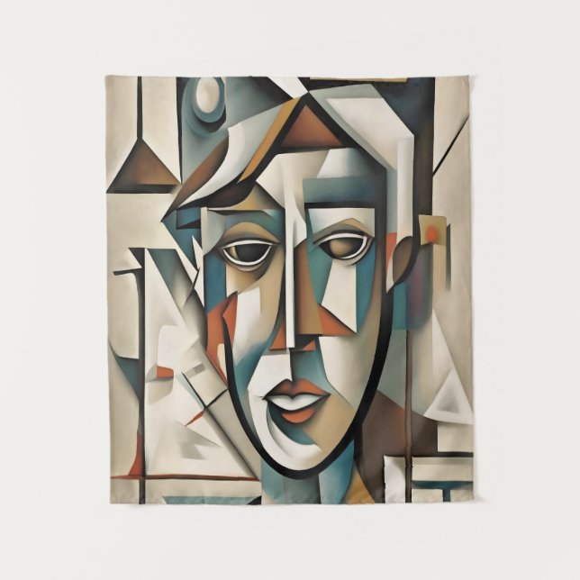 Tenture Portrait Cubiste moderne Art Abstrait (Devant)