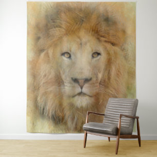 Tenture Portrait d'aquarelle du lion d'Afrique