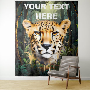 Tenture Portrait de guépard avec fond de jungle