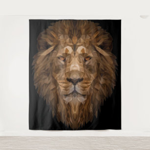 Tenture Portrait de lion géométrique