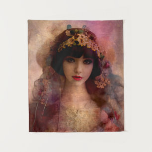 Tenture Portrait de style vintage de belle femme en rose