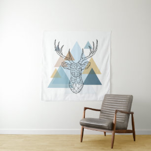 Tenture Portrait géométrique de cerfs communs