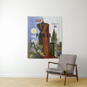 Tenture Poster du Vintage voyage Fly Paris France