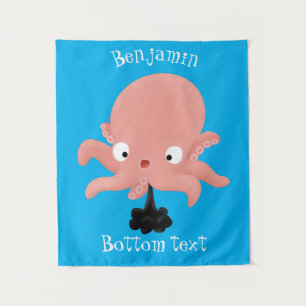 Tenture Poulpe bébé rose mignon dessin animé humour