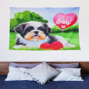 Tenture Pour toujours ton Shih Tzu Aquarelle