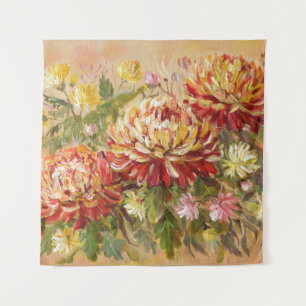 Tenture Pré de chrysanthème : Peinture à la main acrylique