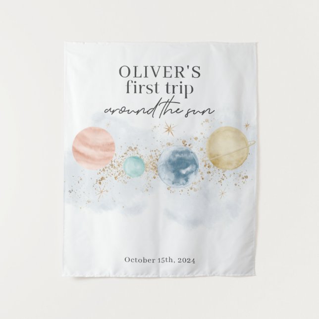 Tenture Premier voyage autour de Sun Space 1st Birthday Ba (Devant)