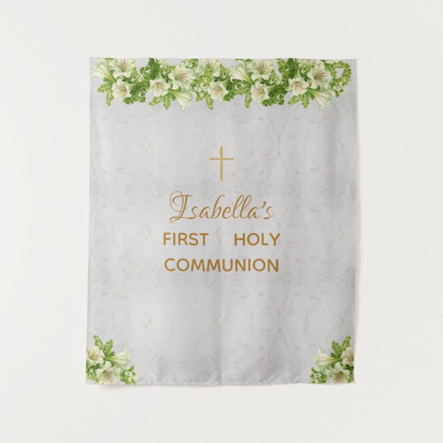 Tenture Première communion Arrière-plan Marbre Gold Croix  (Devant)