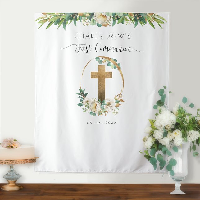Tenture Première Communion, décor de fond photo de verdure (Créateur téléchargé)