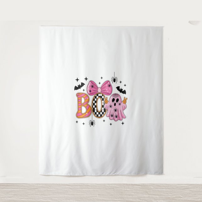 Tenture Preppy Éffrayant Halloween Boo (Devant)