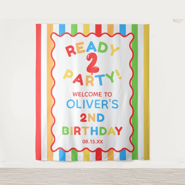Tenture Prêt pour une fête de 2e anniversaire Photo Fond (Devant)