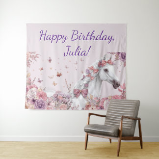 Tenture Pretty Ponies and Petals Horse Birthday Banner