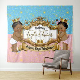 Tenture Prince et Princesse Royale Africaine Bleu | Or Ros