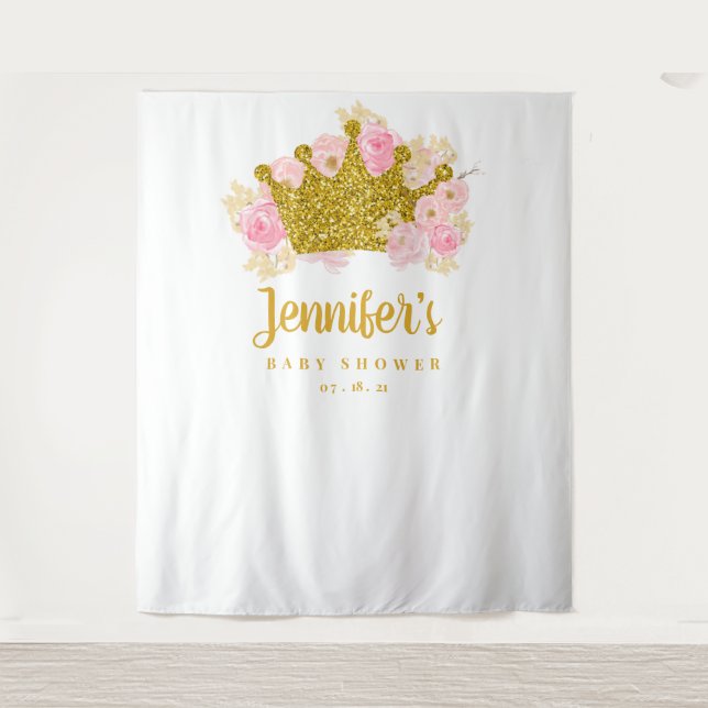 Tenture Princess Baby shower Backdrop, Photo Booth Prop (Devant)