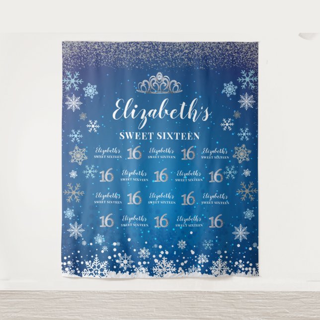 Tenture Princess Winter Sweet 16 photobooth Backdrop (Devant)