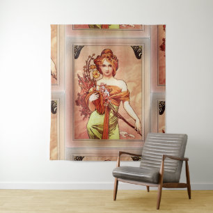 Tenture Printemps La beauté dorée par Alphonse Mucha