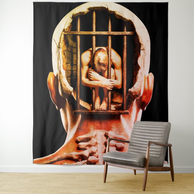 Tenture Prison of the Mind – Surreal Conceptual Wall Art  (En situation)