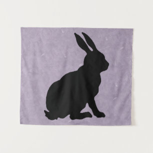Tenture Profil latéral Noir Silhouette assise Bunny Violet