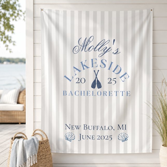 Tenture Programme de week-end de l'enterrement de vie de j (Lake Bachelorette Weekend Blue Nautical Itinerary Tapestry)