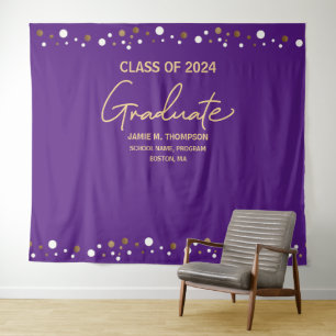 Tenture Promotion 2024 fond violet or de la cérémonie de r