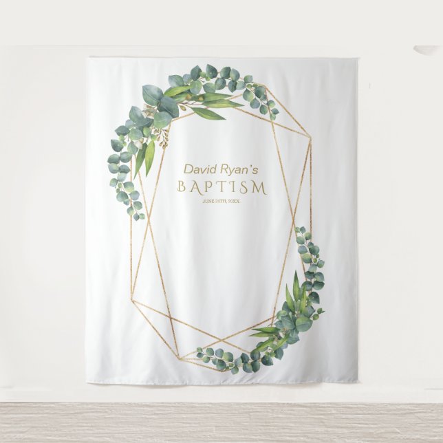 Tenture Prop de luxe Eucalyptus Bloom Gold Baptism (Devant)